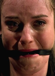 Curvy broad suffers for orgasms then strung up by hair suspension.